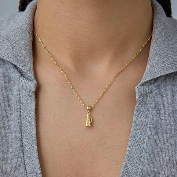 Neiman Marcus 14K Gold Plated Cheer Megaphone Necklace - Picture 1 of 3